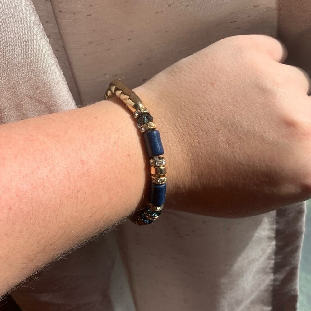 Stretchy Blue/ Gold Bracelet.